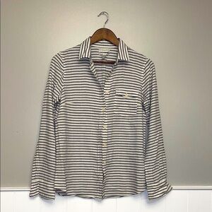 J. Crew Black and White Striped Women's Button Down Shirt